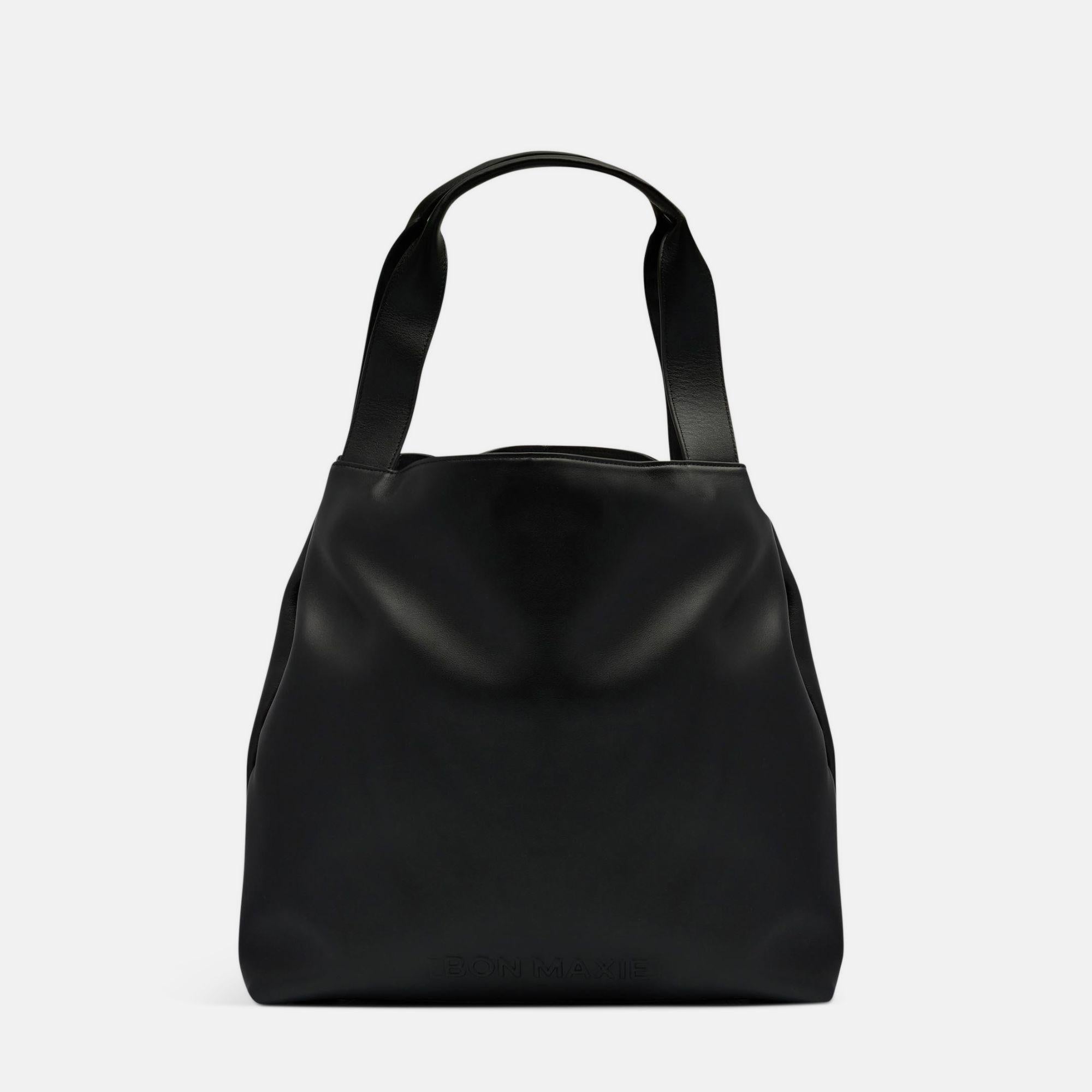 Slouchy Tote Bag - Black Leather