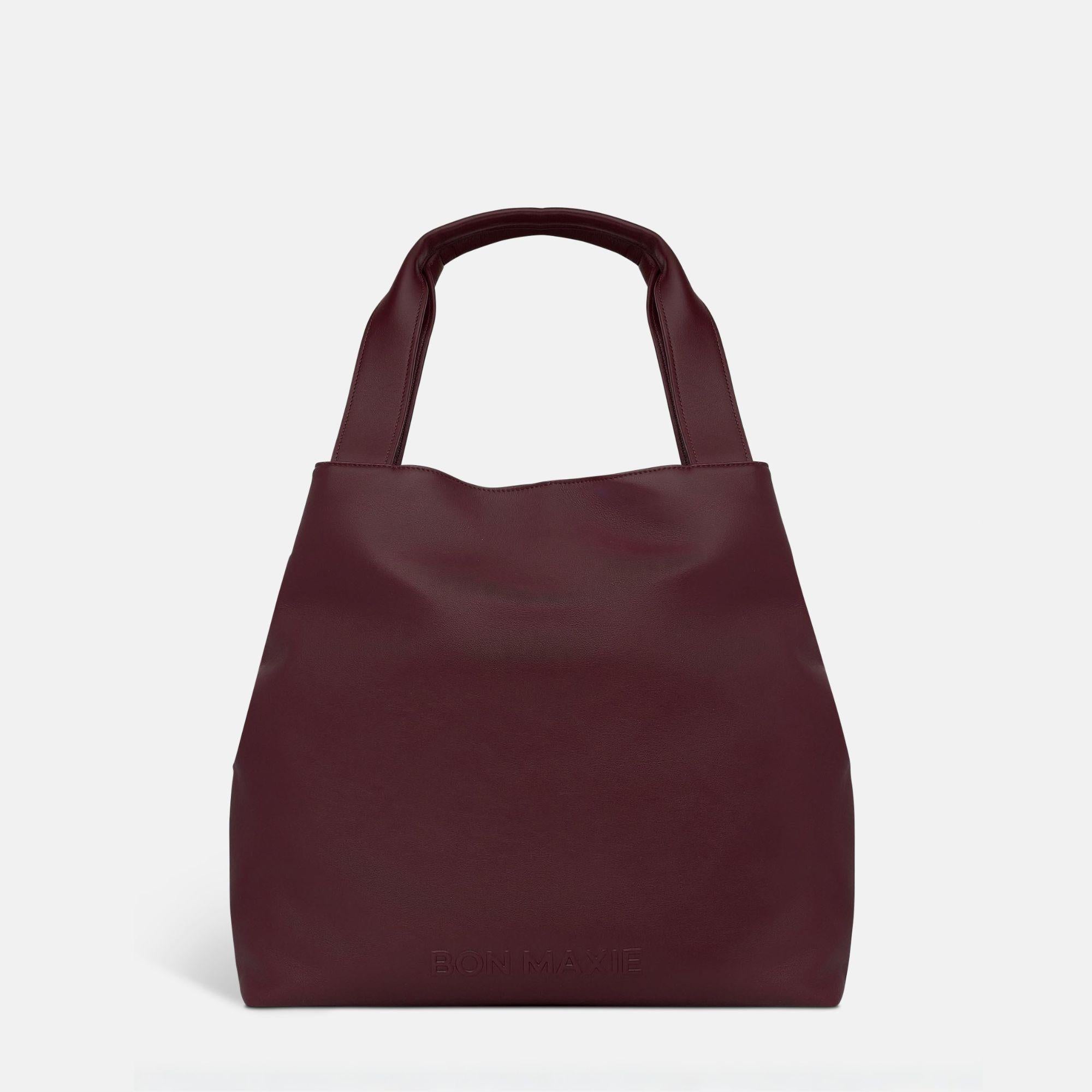 Slouchy Tote Bag - Burgundy Leather