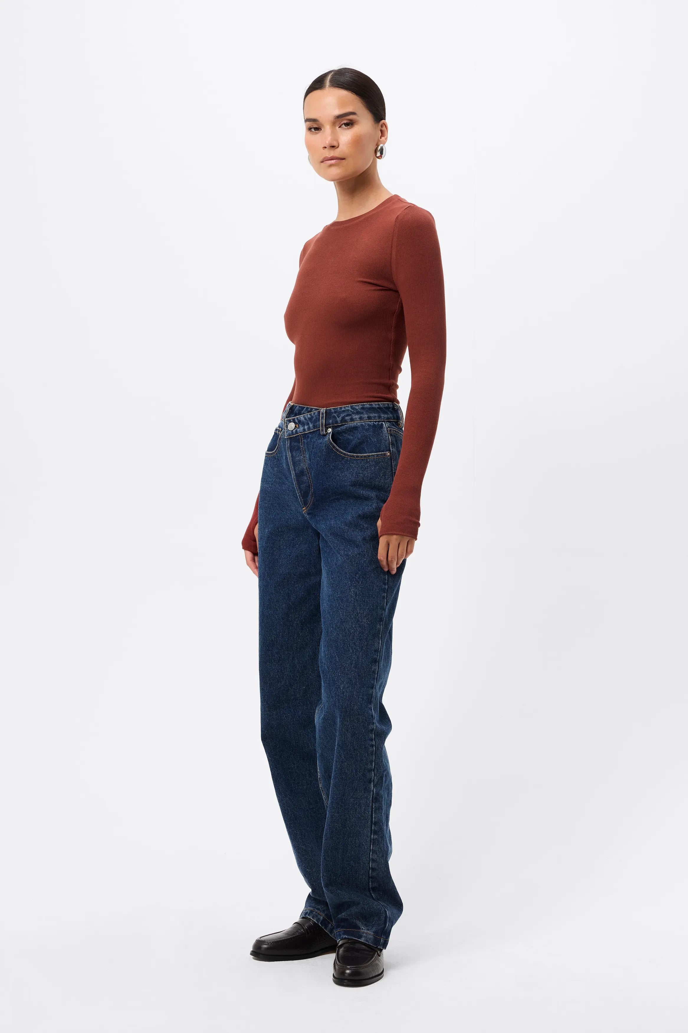 The Brooklyn Top - Mossman | Red Ribbed Jersey Top | Image 6