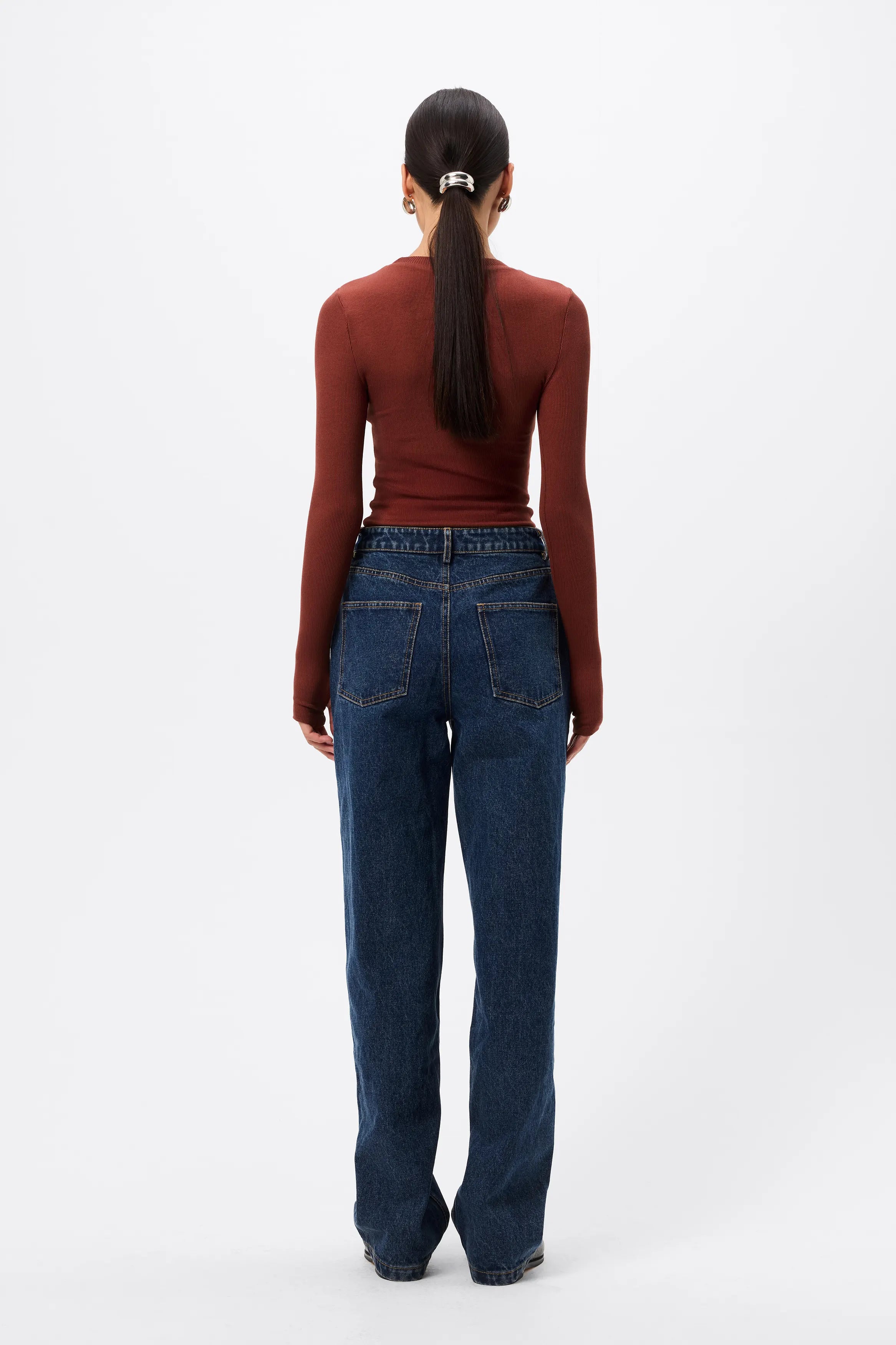 The Brooklyn Top - Mossman | Red Ribbed Jersey Top | Image 7