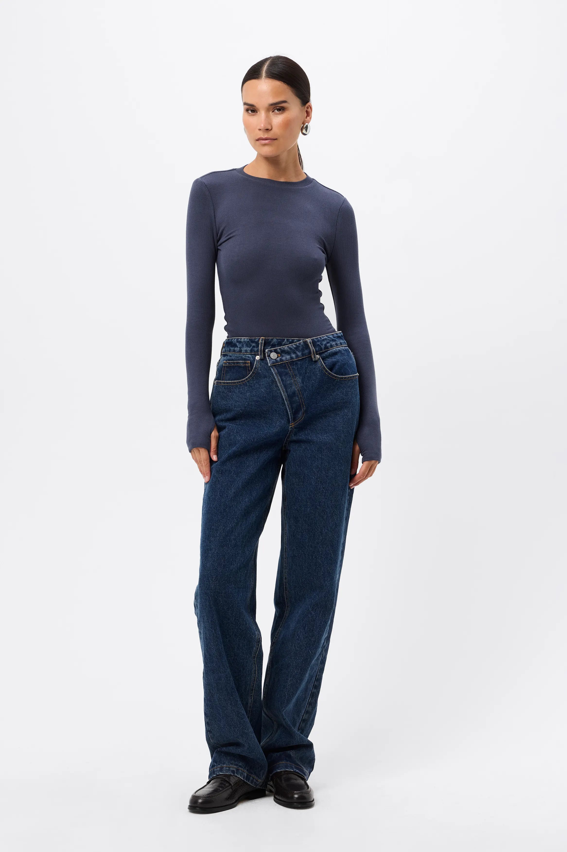 The Brooklyn Top - Mossman | Blue Ribbed Jersey Top | Image 6