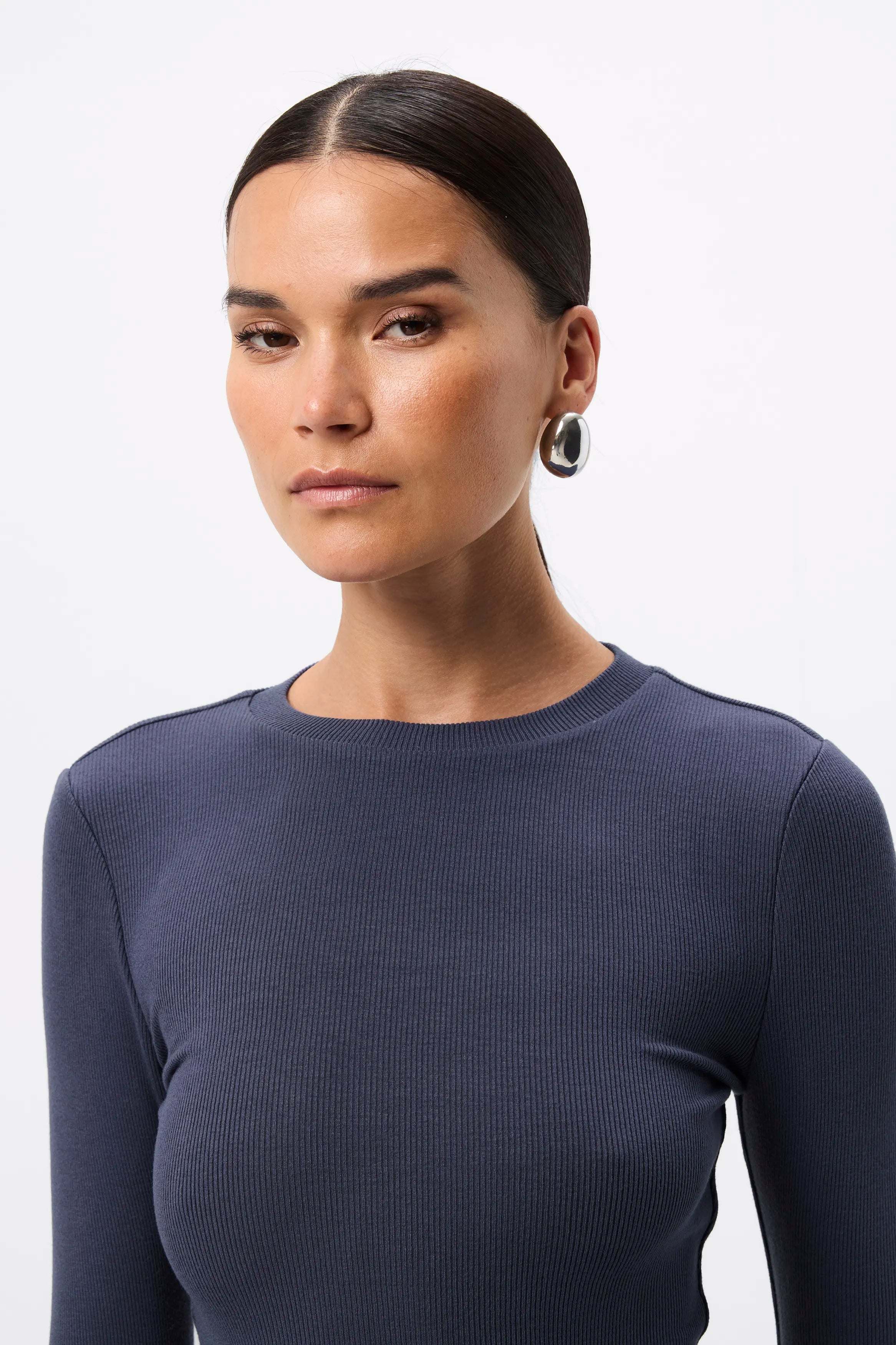 The Brooklyn Top - Mossman | Blue Ribbed Jersey Top | Image 5