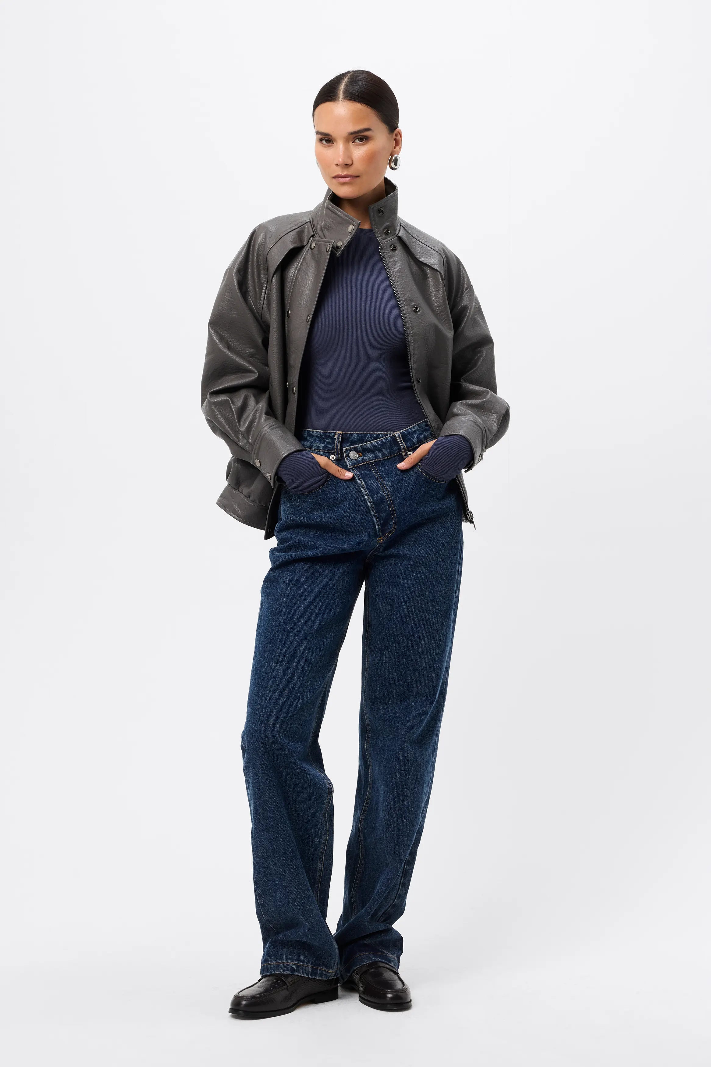 The Brooklyn Top - Mossman | Blue Ribbed Jersey Top | Image 3