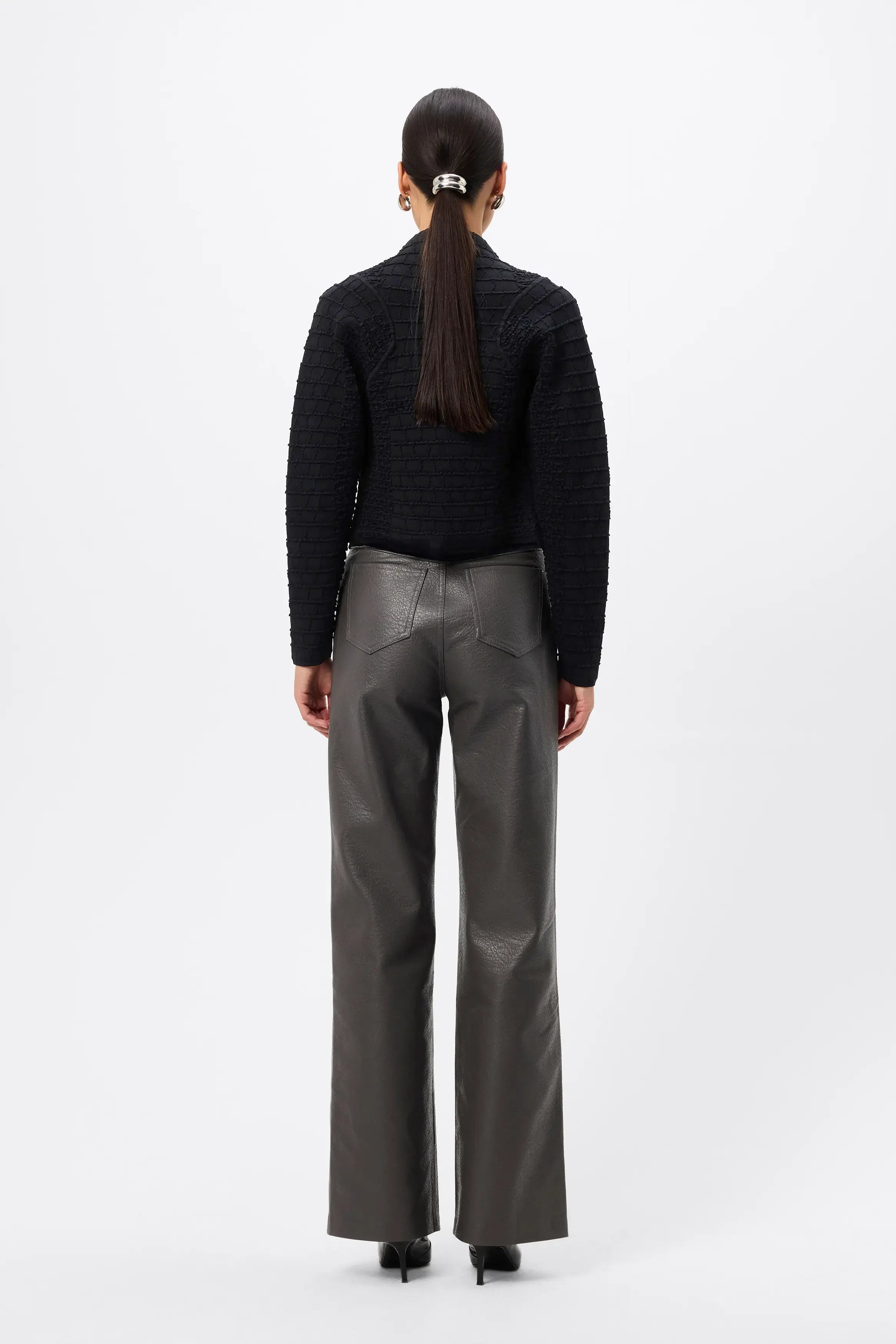 Carter Cardigan - Mossman | Black Crocodile Texture Knit Top | Image 8