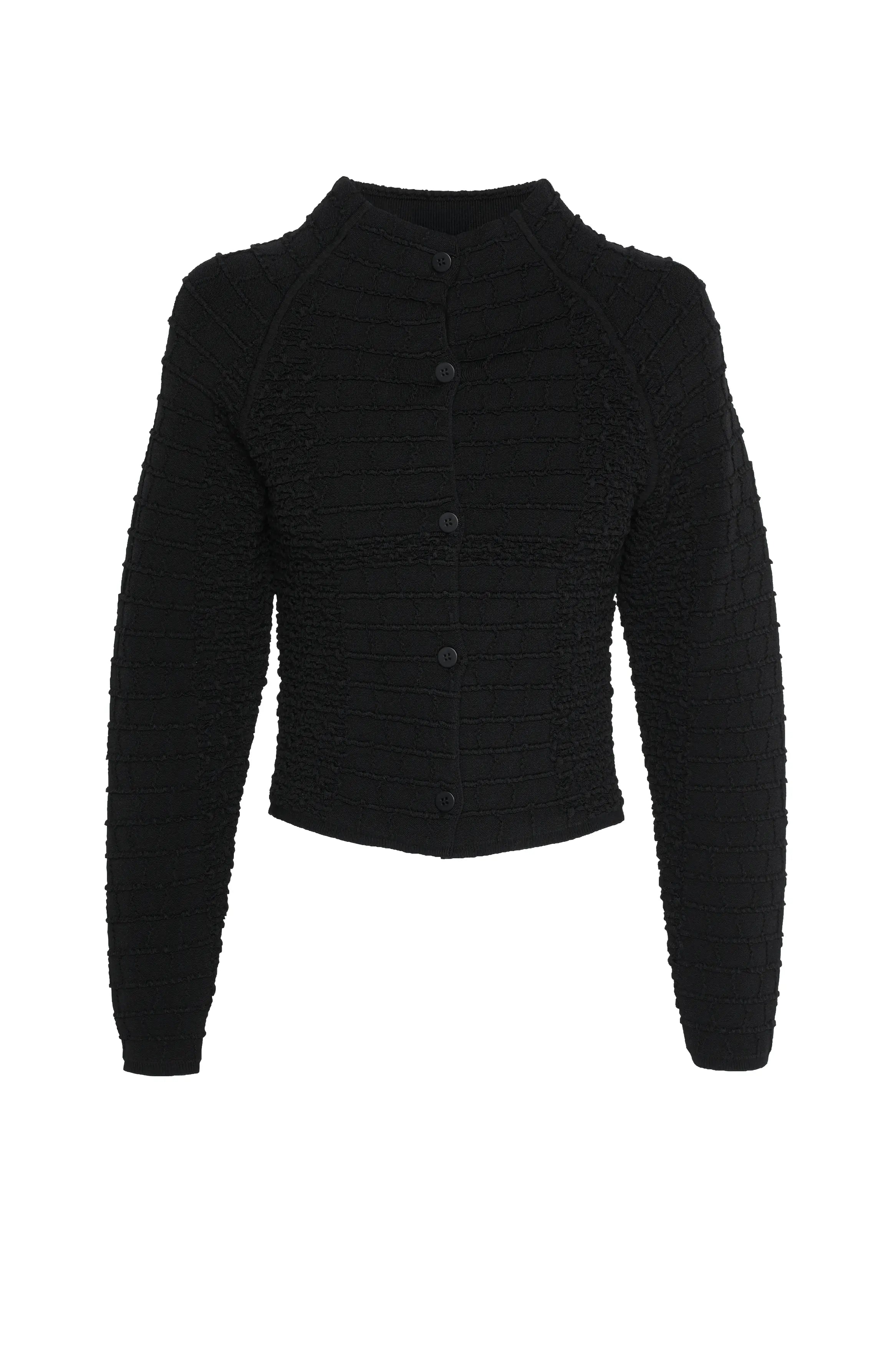 Carter Cardigan - Mossman | Black Crocodile Texture Knit Top | Ghost Image