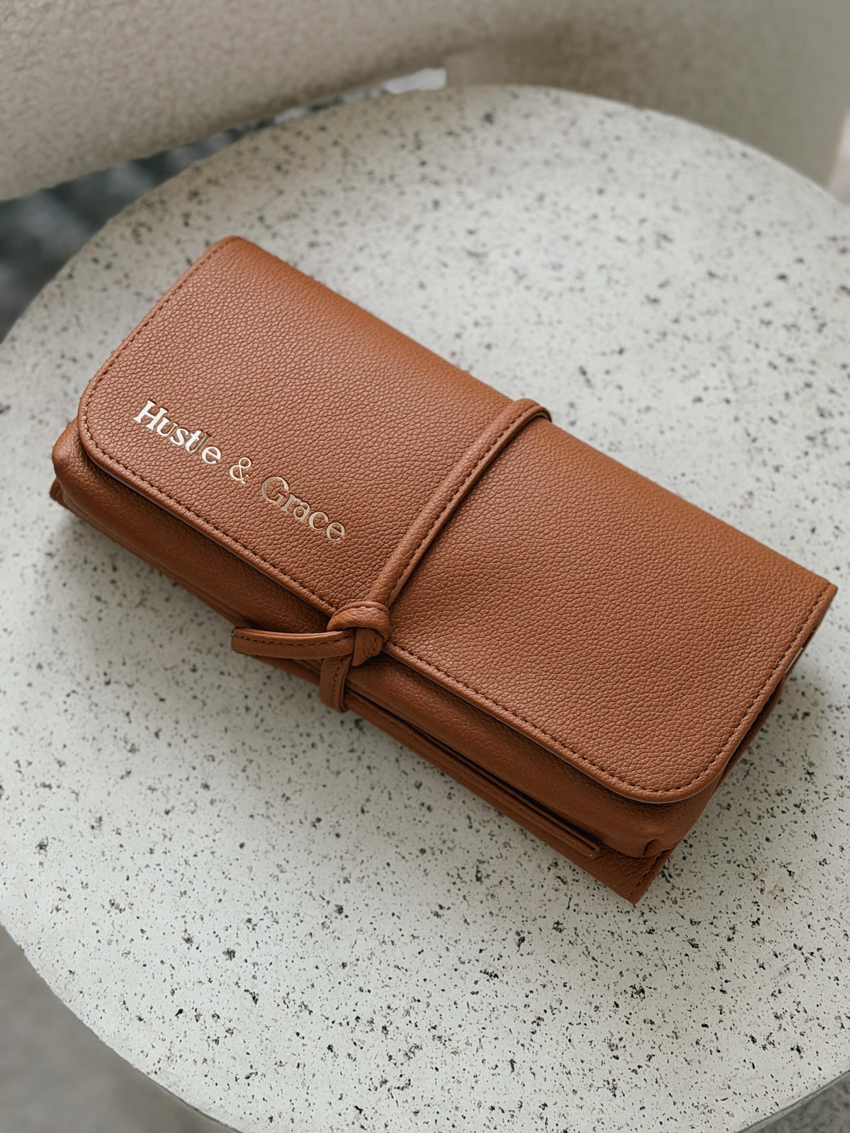 Marli Essentials Pouch Driftwood inside the Iluka Executive Tote — built to fit perfectly