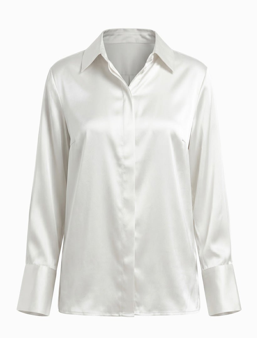 Annalise Silk Shirt Pearl White - Zjoosh