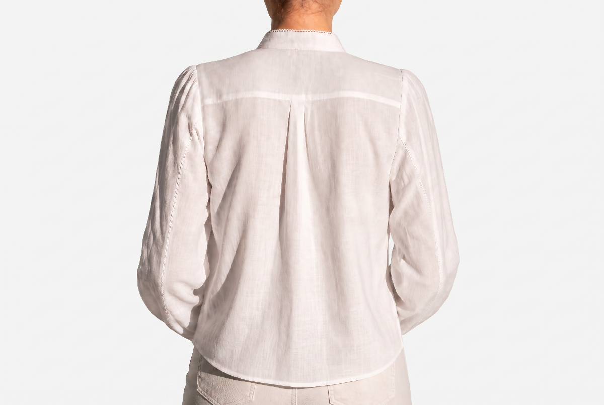 Generated with Kive.ai - Remove all visible cast shadows from Image 1 and make the background clean_ evenly lit white. Keep the blouse_ cropped model_ pose_ framing_ proportions_  (1)